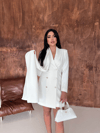 Şallı Ceket Elbise Beyaz