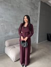tasarım aksesuarlı ceket mürdüm