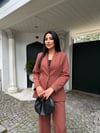 yaka dantelli keten takım kiremit