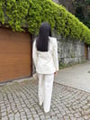 yaka dantelli keten takım taş
