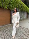 yaka dantelli keten takım taş