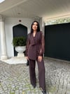 Yaka Ve Kol Dantel Detay Ceket Kahve