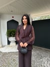 Yaka Ve Kol Dantel Detay Ceket Kahve