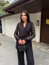 Yaka Ve Kol Dantel Detay Ceket Siyah