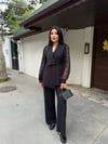 Yaka Ve Kol Dantel Detay Ceket Siyah