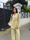 Yaka Ve Kol Dantel Detay Ceket Yeşil