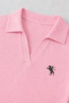  Pembe Polo Yaka Likralı Büzgülü Parmak Geçirmeli Zıbın