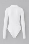 2'li Bordo-Beyaz Polo Yaka Likralı Büzgülü Parmak Geçirmeli Zıbın