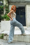 Açık Mavi Fiyonk Detay Baggy Jean