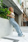 Açık Mavi Fiyonk Detay Baggy Jean