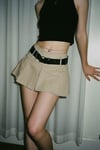 Bej Pileli Preppy Y2K Mini Etek
