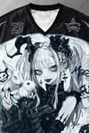Beyaz Anime Goth Girl Magic Fun Jersey Unisex Forma