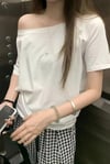Beyaz Basic Düşük Omuz Kısa Kol T-shirt