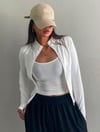 Beyaz Benz Fermuarlı Spor Bluz Hırka 