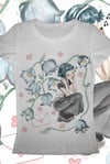 Beyaz Girl İn Flowers Kısa Kollu Crop