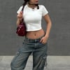 Beyaz Gothic Dragon Slayer Kısa Kollu Crop