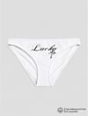 Beyaz Lucky Baskılı Bikini Kalıp Külot