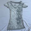 Beyaz Transparan Gothic Skulls Cyber Grunge Full Body Kısa Kollu Crop