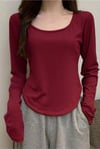 Bordo Basic Uzun Kollu Crop