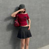 Bordo Black Widow Omuzu Açık Spider Kısa Kollu Crop