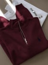 Bordo Dik Yaka Yarım Fermuarlı Premium Triko Kazak