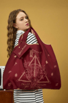 Bordo Harry Potter Deathly Hallows Polyester Katlanabilir Bez Çanta