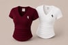 Bordo Ve Beyaz V Yaka Fitilli Premium Bluz