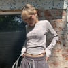 Ekru Heart Punk Cyber Grunge Uzun Kollu