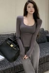 Füme Yeni Basic Uzun Kollu Crop