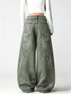 Gri Angel Wings Y2K Pembe Baggy Jean