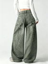 Gri Angel Wings Y2K Pembe Baggy Jean