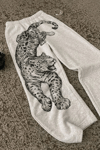 Gri Melanj Leopar Wide Leg Unisex Harajuku Y2K Eşofman