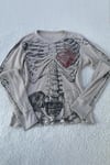 Gri Skeleton Anatomik Red Hearth Gotik Y2K Unisex Sweatshirt