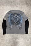 Gri Wing & Shield Gotik Siyah Kollu Unisex Sweatshirt