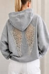 Gri Wing Sırt Dantel Kanat Detaylı Sweat Sweatshirt