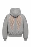 Gri Wing Sırt Dantel Kanat Detaylı Sweat Sweatshirt