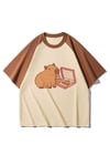 Kahverengi Raglan Kapibara Pizza Unisex T-shirt