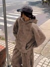Kahverengi Washed Yıkama Desenli 3 İplik Eşofman Takımı