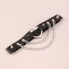 Kalp Tokalı İkili Zincirli Siyah Punk Deri Bacak Choker