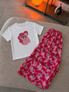 Kırmızı My Little Pony Pinkie Pie Desenli T-shirt Şık Alt Üst Takım