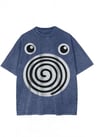 Lacivert Yıkamalı Poliwag Pokemon Unisex T-Shirt