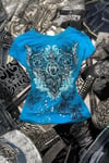 Mavi Gotik Rose Harajuku Y2K Kısa Kollu Crop