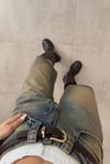Mavi Vintage Kahverengi Taşlanmış Yıkamalı Retro Kısa Paçalı Kot Şortolon