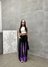 Mor-Siyah Zipper Detail Premium Baggy Jean Unisex Oversize Pantolon