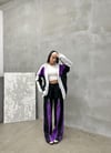 Mor-Siyah Zipper Detail Premium Baggy Jean Unisex Oversize Pantolon