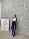 Mor-Siyah Zipper Detail Premium Baggy Jean Unisex Oversize Pantolon