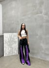 Mor-Siyah Zipper Detail Premium Baggy Jean Unisex Oversize Pantolon