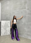 Mor-Siyah Zipper Detail Premium Baggy Jean Unisex Oversize Pantolon