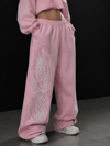 Pembe Angel Taşlı Baggy Premium Unisex Eşofman Altı