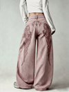 Pembe Angel Wings Y2K Pembe Baggy Jean